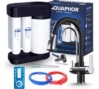 Robinet de cuisine 3 voies Ari Nordic avec douchette extractible, bec pivotant, raccord pour filtre à eau, noir chrome
