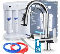 Robinet de cuisine 3 voies Ari Nordic avec filtre à eau Aquafor, douchette extractible, bec pivotant 360°, chromé