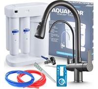 Robinet de cuisine 3 voies Ari Nordic avec filtre à eau Aquaphor, douchette extractible, bec pivotant, graphite