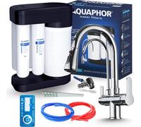Robinet de cuisine 3 voies Ari Nordic avec filtre Aquafor, douchette extractible, bec pivotant, finition chromée