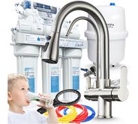 Robinet de cuisine 3 voies Ari Nordic, avec raccord pour filtre à eau, bec pivotant, inox brossé, mitigeur évier cuisine