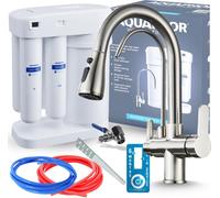Robinet de cuisine 3 voies Ari Nordic avec système d osmose inverse Morion, douchette extractible, bec pivotant, inox