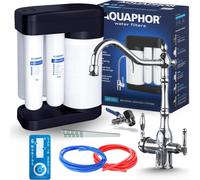 Robinet de cuisine 3 voies Ari Retro 2, bec pivotant 360 degres, cartouche ceramique, pour filtre a eau, chromé