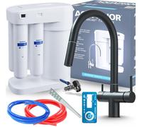 Robinet de cuisine 3 voies Ari Slender avec filtre a eau, douchette extractible, bec pivotant, noir mat