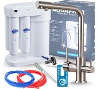 Robinet de cuisine 3 voies Ari Venom 1 avec filtre à eau Morion, bec pivotant, acier inox et laiton, raccord pour osmoseur, inox