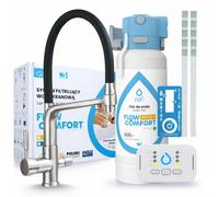 Robinet de cuisine 3 voies, flexible, en acier inoxydable, avec douchette extractible. Livré avec le système de filtration d'eau Dafi D1, à installer sous l'évier