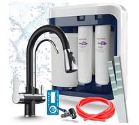 Robinet de cuisine 3 voies Nordic, chromé, avec douchette extractible. Livré avec le système de filtration d'eau Aquaphor Ro-202S Pro, installation sous l'évier