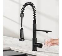 Robinet de cuisine à 3 voies CREA à ressort spiralé, robinet d'eau potable de cuisine avec douchette extractible, robinet de cuisine, mitigeur d'évier de cuisine pour système d'osmose et filtre à eau,