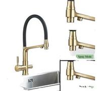 Robinet de cuisine à double sortie, contrôle par levier, eau chaude et froide, Chrome B chrome