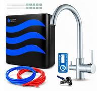 Robinet de cuisine Ari 3 voies Linko, chromé, pour évier, livré avec un système de filtration d'eau, pivotant à 360°, pour eau potable filtrée