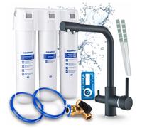 Robinet de cuisine Ari 3 voies, modèle Venom, chromé, robinet pour évier, livré avec un système de filtration d'eau Aquaphor, pivotant à 360°, indicateur LED de changement de filtre
