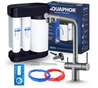 Robinet de cuisine Ari 3 voies, modèle Venom, couleur graphite, robinet de lavabo extractible, livré avec un système de filtration d'eau Aquaphor et une installation sous évier