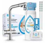 Robinet de cuisine Ari 3 voies, modèle Venom, en acier inoxydable, avec douchette extractible. Livré avec le système de filtration d'eau Dafi D1, à installer sous l'évier