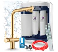 Robinet de cuisine Ari 3 voies, modèle Venom, en laiton, avec douchette extractible. Livré avec le système de filtration d'eau Aquaphor Ro-202S Pro