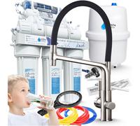 robinet de cuisine Ari Flexible avec douchette extractible, raccord pour osmoseur 3 voies, inox brossé