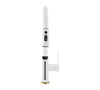 Robinet de cuisine avec affichage LED, robinet de cuisine extensible rotatif à 360°, robinet cuisine 0-50℃ plage de température 3 modes d'écoulement d'eau : bulle, douche, gommage (blanc)