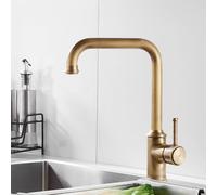 Robinet de cuisine avec bec haut orientable à 360° - Laiton antique - Design durable et élégant