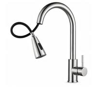 Robinet de cuisine avec boom et fonction de douche - Robinet extensible de haute qualité de 50 cm, 2 modes d'eau (jet/pulvérisation), cartouche en céramique, finition nickel mat - pour cuisine, lavage