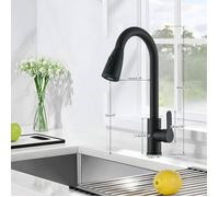 Robinet de Cuisine avec Douchette Extensible Mitigeur Rabattable Mitigeur Robinet Evier de Cuisine 360° d'Évier à Arc Élevé Noir