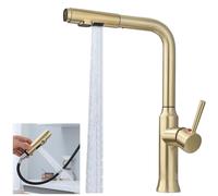 Robinet de cuisine avec douchette extractible, finition or mat, avec un tuyau de 40 cm