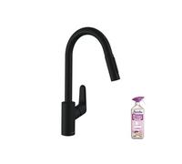 Robinet de cuisine avec douchette Focus M41 240 2 jets noir mat + nettoyant Briochin