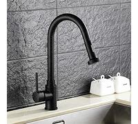Robinet de Cuisine avec Peinture Noire, mitigeur d'évier extractible, Rotation à 360 degrés, aérateur monté sur Le Pont, Robinet de Cuisine rétro à Levier Unique