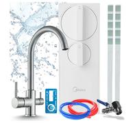 Robinet de cuisine avec système de filtration d'eau, modèle Ari Linko, osmose inverse Ro5, débit de 400 GPD, sans réservoir, cartouche en céramique, en acier inoxydable, pivotant à 360 degrés, avec aé