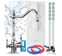 Robinet de cuisine avec système de filtration d'eau, modèle Ari Retro, 2 ou 3 voies, système d'osmose inverse RO5 de 400 GPD, sans réservoir, en laiton, chromé, mitigeur à deux leviers, cartouche en c