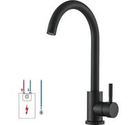 Robinet de cuisine basse pression, mitigeur noir, mitigeur monocommande de cuisine, mitigeur d'évier orientable à 360