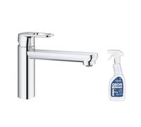 Robinet de cuisine bec médium GROHE Start Flow Quickfix chromé + nettoyant GrohClean