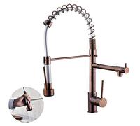 Robinet de Cuisine Bec Pivotant Évier de Barre à Ressort en Or Rose Robinet Mitigeur d'Évier de Cuisine Pivotant à 360 ° Robinet Mitigeur Pulvérisateur 2 Modes Raccords Froids et Chauds avec