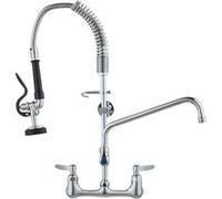VEVOR Robinet de Cuisine Commercial avec Pulvérisateur de Pré-rinçage, Mitigeur avec Douchette Extractible, 630 mm de Haut, Entraxe 203 mm, Bec Pivotant 305 mm, Mural pour Évier 1/2/3 Compartiments