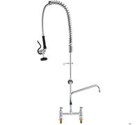 VEVOR Robinet de Cuisine Commercial avec Pulvérisateur de Pré-rinçage, Mitigeur avec Douchette Extractible, 1120 mm de Haut, Entraxe 203 mm, Bec Pivotant 305 mm, Montage sur Pont, pour Évier Rstaurant