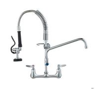 VEVOR Robinet de Cuisine Commercial avec Pulvérisateur de Pré-rinçage, Mitigeur avec Douchette Extractible, 530 mm de Haut, Entraxe 203 mm, Bec Pivotant 305 mm, Mural pour Évier 1/2/3 Compartiments