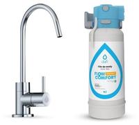 Robinet de cuisine Dafi Flow Comfort, filtre à eau anti calcaire, réduction du chlore, indicateur LED, chromé