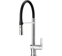 Robinet de Cuisine Deante Acier Inoxydable Bec Flexible Pivotant Chrome/Noir