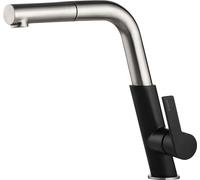 Robinet de cuisine design SILIA-30 noir/chrome avec bec rectangulaire