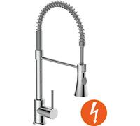 Robinet de cuisine eisl LEON avec douchette, robinet de cuisine à basse pression, robinet de cuisine extractible, mitigeur de cuisine pivotant à 360°, chrome