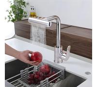 Robinet de cuisine en acier inoxydable 304 avec base pivotante à 360 degrés et tuyau extractible 4 modes de jet pour un maximum d'accessibilité et de contrôle de l'évier (gris)