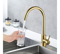Robinet de cuisine en acier inoxydable 304 doré brossé pour évier de cuisine, mitigeur d'eau chaude et froide, robinets monobloc