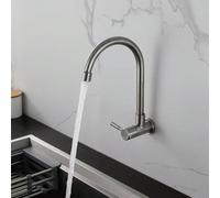 Robinet de cuisine en acier inoxydable, robinet mural à eau froide pour évier, convient à une installation simple dans la cuisine de la maison, la machine à laver et les éviers d'installations publiqu