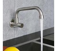 Robinet de cuisine en acier inoxydable, robinet mural à eau froide pour lavabo, convient pour une installation simple dans la cuisine de la maison, la machine à laver et les éviers d'installations pub