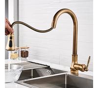 Robinet de cuisine en laiton antique avec pulvérisateur extractible, pivotant à 360°, mélangeur d'eau chaude et froide pour cuisines modernes, robinet d'évier durable, design élégant, installation