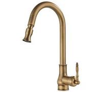 Robinet de cuisine, laiton antique, poignée unique rétractable, pivotant à 360°, mélangeur d'eau chaude et froide, antique A