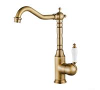 Robinet de cuisine en laiton massif, finition antique, robinet pivotant à | Robinet mélangeur d'évier rotatif à 360° avec aérateur et tuyaux d'eau G1/2 pour mise à niveau de la cuisine de ferme
