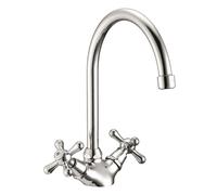 Robinet de cuisine évier/évier avec bouton antique, haut J-Barrel Chrome