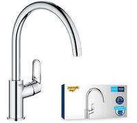 Robinet de cuisine - GROHE - 3155500 - Bec en U pivotant 360° - Cartouche LongLife - Finition Supersteel StarLight