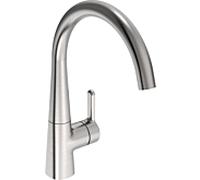 Robinet de cuisine Hansa HANSADESIGNO Style 5101228380, levier latéral pivotant, saillie de 219 mm, acier brossé