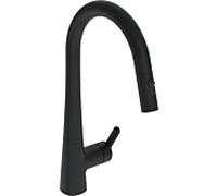 Robinet de cuisine Hansa HANSADESIGNO Style 5136228333, à commande latérale, 2 jets, profondeur 231 mm, noir mat