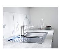 Robinet de cuisine Hansa HANSAPOLO Eco 514822930004, débit 3,36 l/min, bec pivotant, profondeur 215 mm, chromé